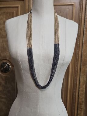 Robert Rose Layered Two-Tone Gold and Silver Beaded Rope Vintage Necklace